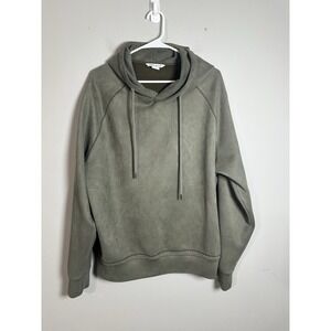Urban Revivo Faux Suede Raglan Hoodie in Sage Green - Men's Size Medium